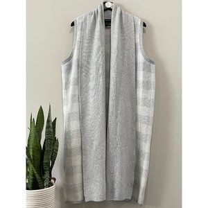 Lane Bryant - Grey/White Plaid Long Vest
